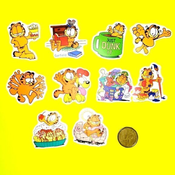 3/$20 Brand New 10x Garfield Waterproof Stickers - Picture 1 of 1